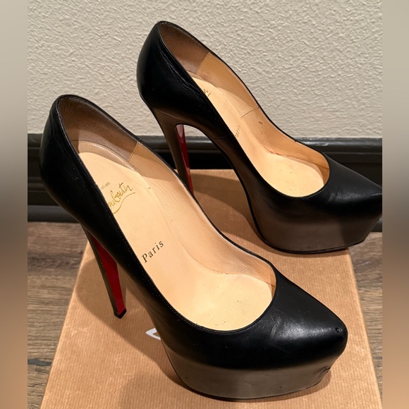 Christian Louboutin Black Leather Daffodile Platform Pumps size 39.5 - Picture 8 of 9